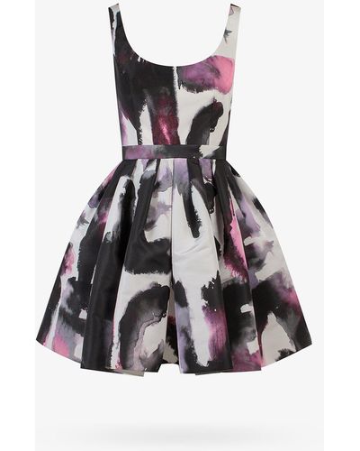 Alexander McQueen Sleeveless Closure With Zip Flared Dresses - Multicolor