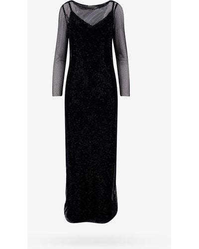 Max Mara Long Sleeves Satin Long Dresses - Black