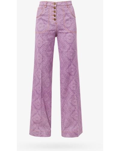 Etro Pantalone in cotone stretch con motivo paisley - Viola