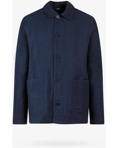 A.P.C. Closure With Buttons Unlined Blazers E Vests - Blue