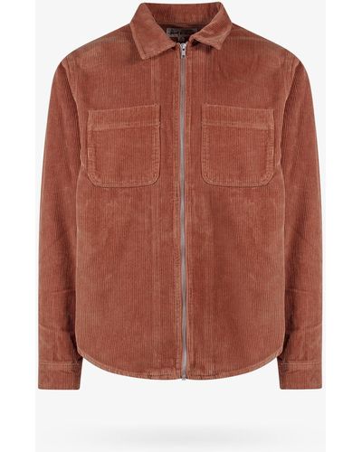 Stussy Long Sleeves Cotton Closure With Zip Shirts - Brown