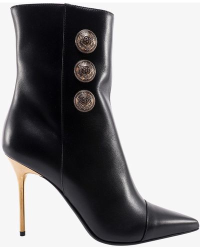 Balmain Stiletto Heel Leather Boots - Black