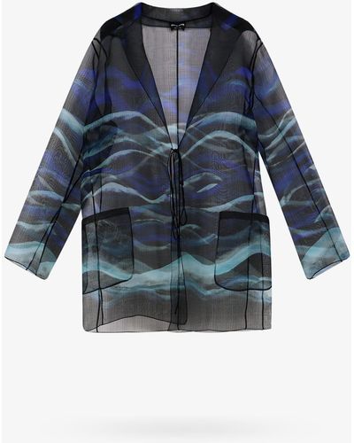 Giorgio Armani Silk Shirt With All-Over Print - Blue