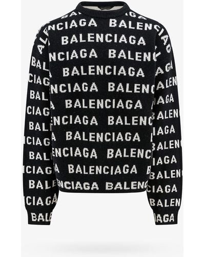 Balenciaga Intarsia-knit Logo Sweater - Black