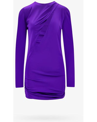 Versace Crew Neck Long Sleeves Closure With Zip Dresses - Purple