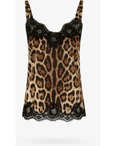 Dolce & Gabbana Leopard Print Silk Top - Black