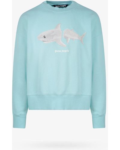 Palm Angels Light Blue Broken Shark Sweatshirt