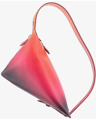 Courreges Leather Closure With Zip Lined Shoulder Bags - Pink
