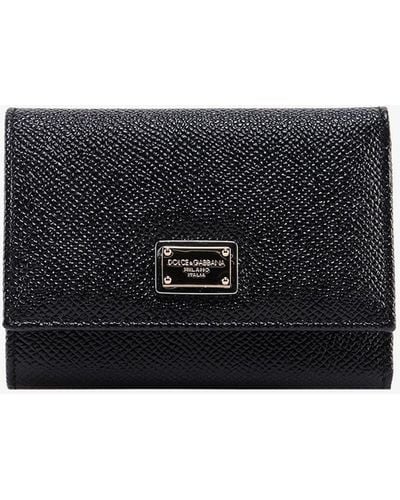 Dolce & Gabbana Leather Zip Closure Wallets - Black