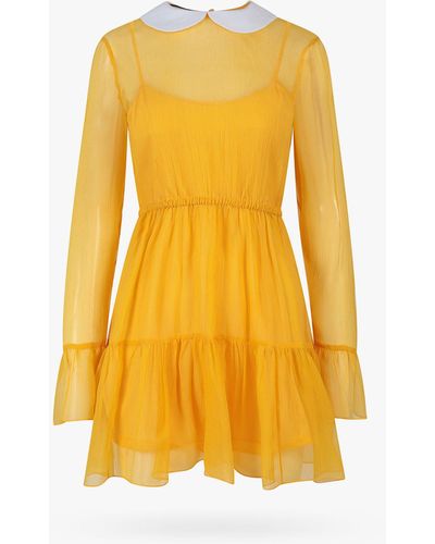 Gucci Yellow Chiffon Dress With Collar