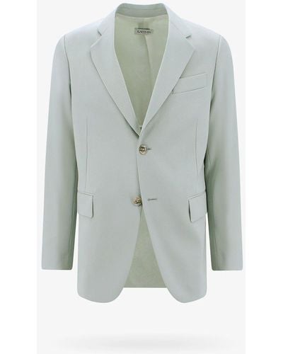 Lanvin Wool Classic Lapel Blazers E Vests - Grey