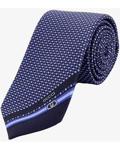 Gucci Cravatta in seta con iconica Banda Web - Blu