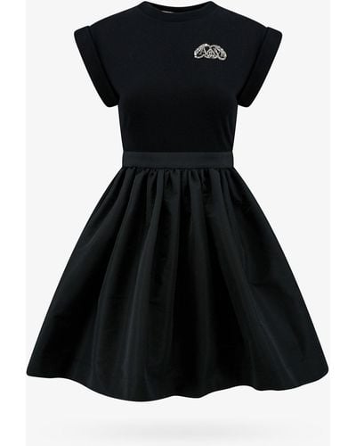 Alexander McQueen Embellished Mini Peplum Dress - Black