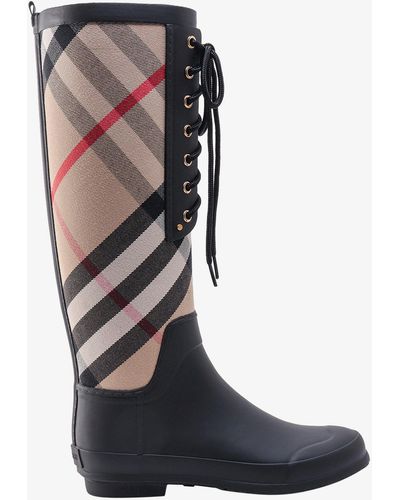 Burberry Lace-up Embossed Logo Boots - Blue