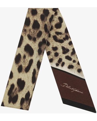 Dolce & Gabbana Leopard-print Twill Headscarf (6x100) - Brown
