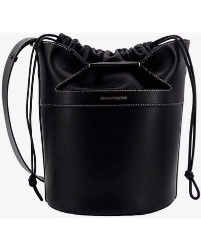 Alexander McQueen Bow Leather Bucket Bag - Black