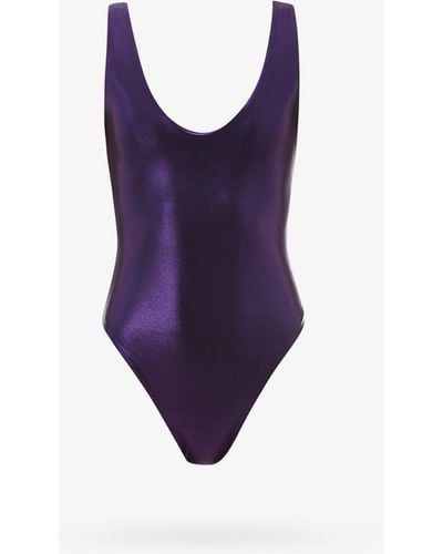 Saint Laurent Metallic Sleeveless Bodysuit - Purple
