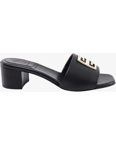 Givenchy Squared Toe Leather Sandals - Black