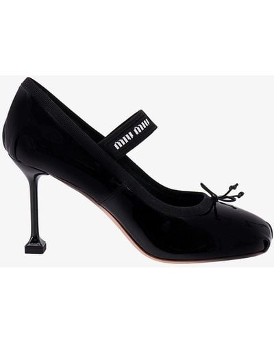 Miu Miu Round-toe Bow-detailed Court Shoes - Black