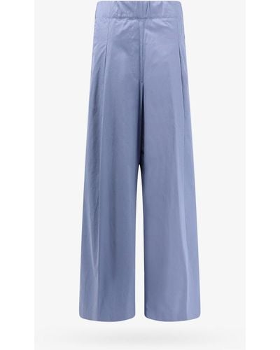 Dries Van Noten Pantalone in cotone con pinces frontali - Blu