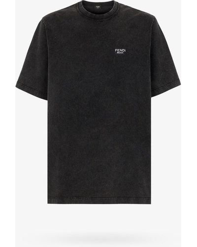 Fendi T-shirt in jersey lavato - Nero