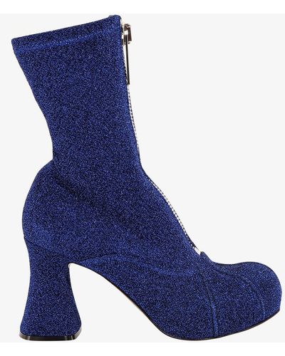 Stella McCartney Rounded Toe Leather Boots - Blue