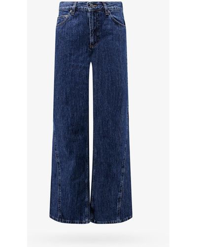 A.P.C. Wide Leg Cotton Closure With Zip Stitched Profile Jeans - Blue