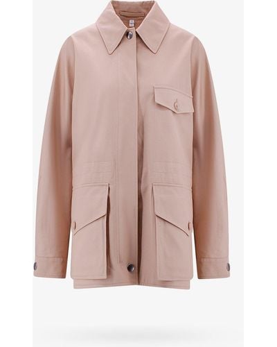 Burberry Cotton Closure With Buttons Jackets - Pink