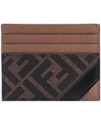 Fendi Stitched Profile Wallets - Brown