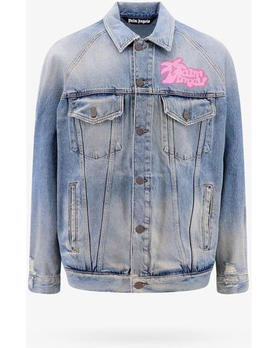 Palm Angels Giacca denim con stampa - Blu