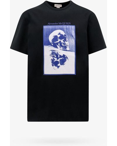 Alexander McQueen Crew Neck Short Sleeve Regular Fit Cotton T-shirts - Black