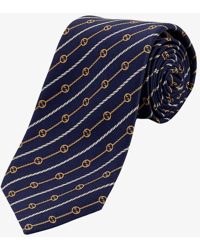 Gucci Cravatta GG Blonde Ropes in seta - Blu