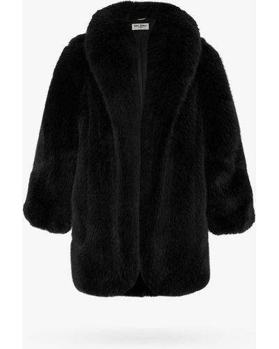 Saint Laurent V-neck Lined Coats - Black