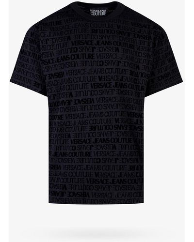 Versace Crew Neck Short Sleeve Cotton Printed T-shirts - Black