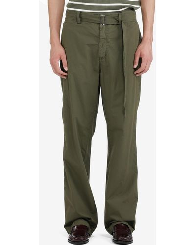 N°21 Belted Straight-leg Cotton Trousers - Green