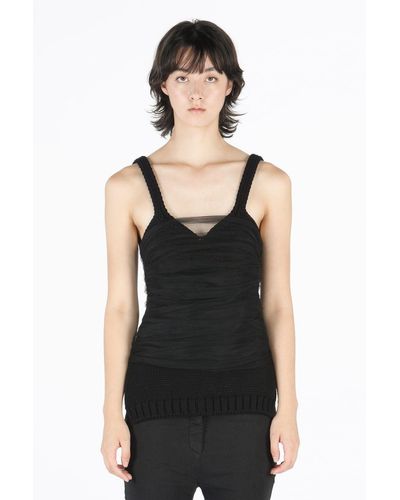 N°21 Tulle-overlay Knitted Top - Black