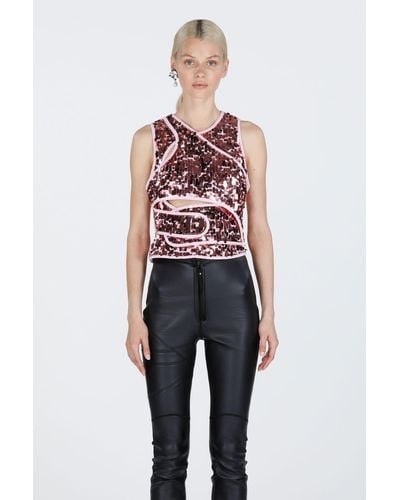 N°21 Sequin-embellished Cut-out Top - Pink