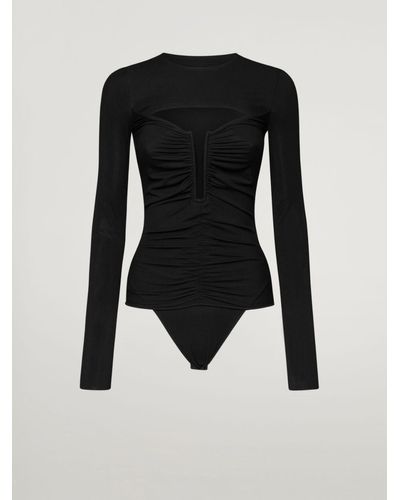 N°21 N21 X Wolford: Plunging Cut-out Bodsysuit - Black