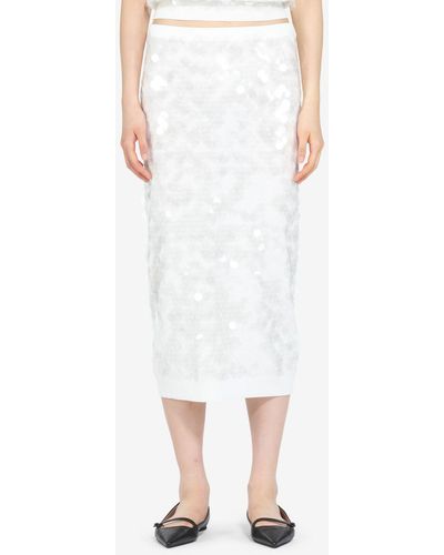 N°21 Sequin Cotton Skirt - White
