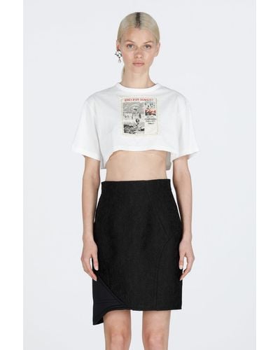 N°21 T-shirt cropped con stampa - Bianco