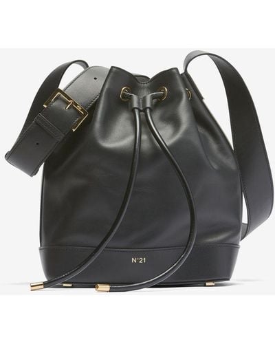 N°21 Leather Bucket Bag - Black