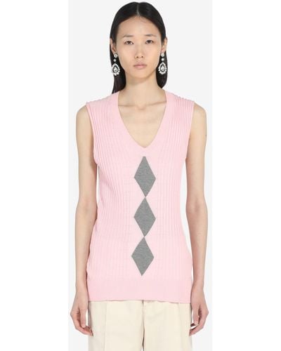 N°21 Diamond-jacquard Cotton Vest - Pink