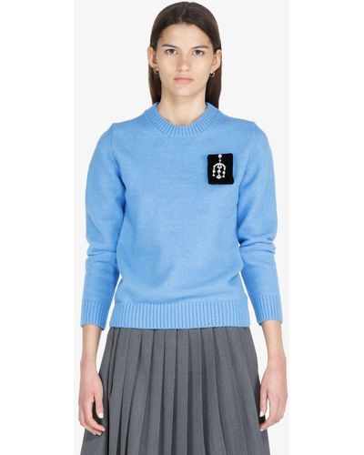 N°21 Crystal-embellished Patch Sweater - Blue