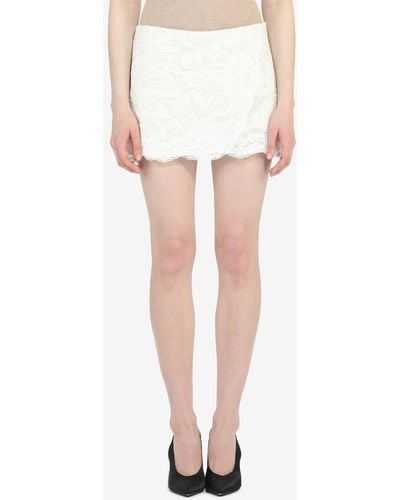 N°21 Floral-appliqué Skirt - White
