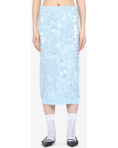 N°21 Sequin Cotton Skirt - Blue