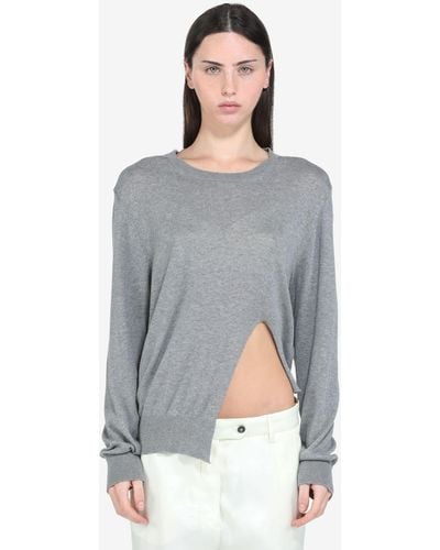N°21 Asymmetric Cotton Sweater - Gray