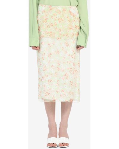 N°21 Floral-print Silk Skirt - Natural