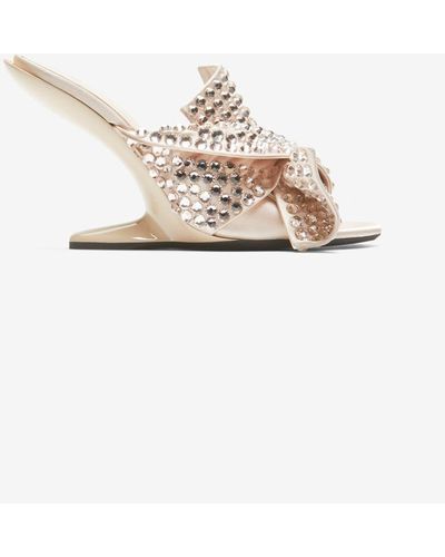 N°21 Crystal Bow Mules - White
