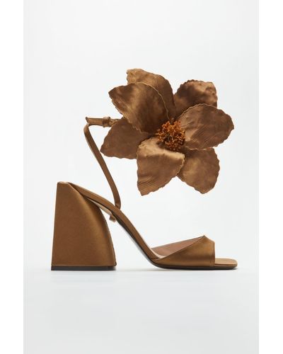 N°21 Flower-embellished Sandals - Brown