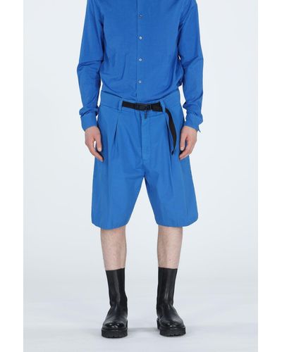 N°21 Wide-Leg Cotton Shorts - Bleu